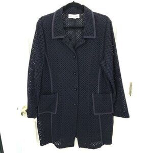 VTG Elliott Lauren Cotton Eyelet Lace Long Line Trench/Jacket10/12/L Black